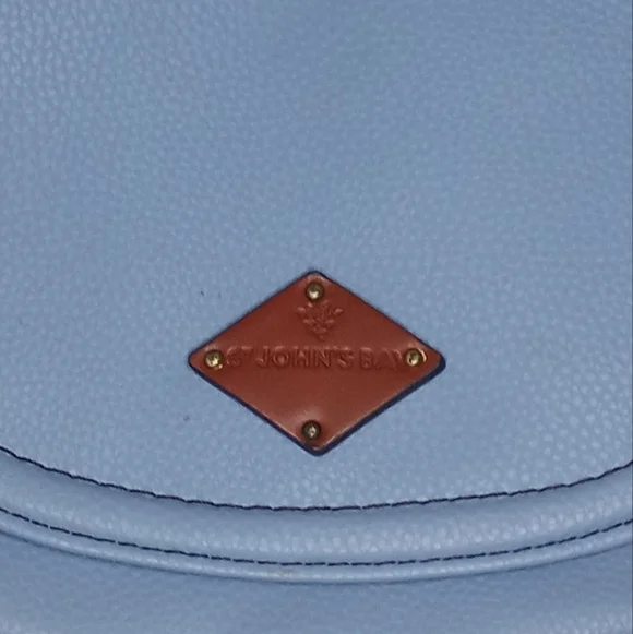 St John's Bay Westport Saddle Preppy Casual Pastel Ice Blue Crossbody Bag - Picture 2 of 5